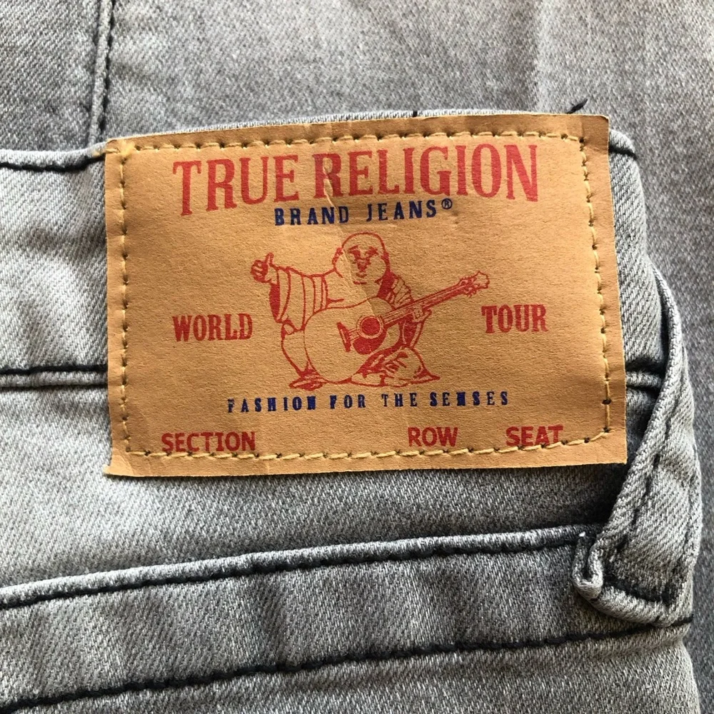 True Religion Ricky Relaxed-Fit Straight Gray Jeans Denim Pants Girls Size 12